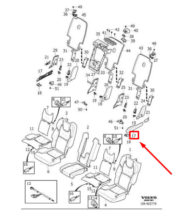 39831628 - VOLVO XC90 MK2 REAR RIGHT SEAT RAIL COVER 39831628 NEW GENUINE