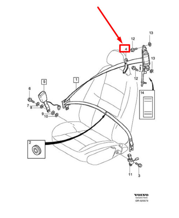 39854723 - VOLVO S40 MK2 FRONT RIGHT SEAT BELT ADJUSTER 39854723 NEW GENUINE