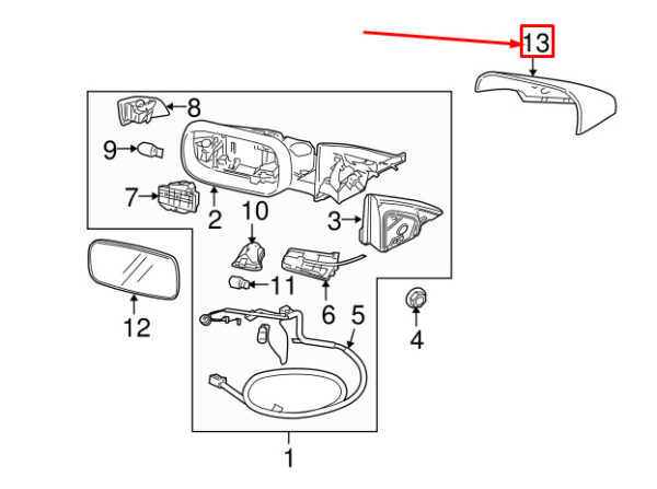 39998691 - VOLVO S40 MK2 Front Right Mirror Cover 39998691 NEW GENUINE