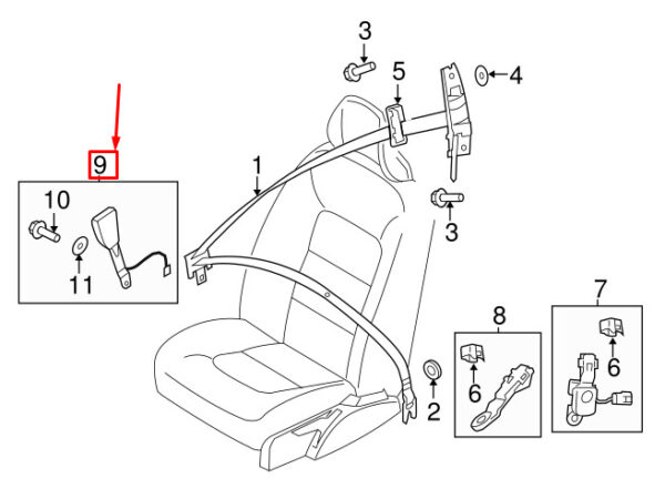 8623450 - Volvo V70 III BW MK3 seat belt lock front 8623450 NEW ORIGINAL