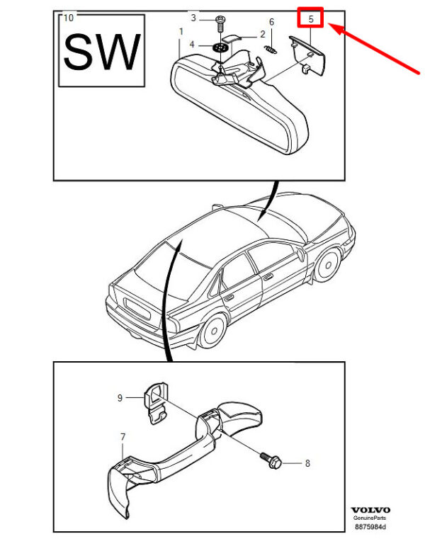 9203202 - VOLVO S60 MK1 REAR VIEW MIRROR COVER 9203202 NEW GENUINE