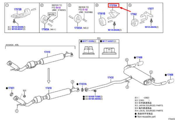 1757625020 - Toyota RAV 4V XA50 Exhaust Pipe Mount 1757625020 NEW ORIGINAL
