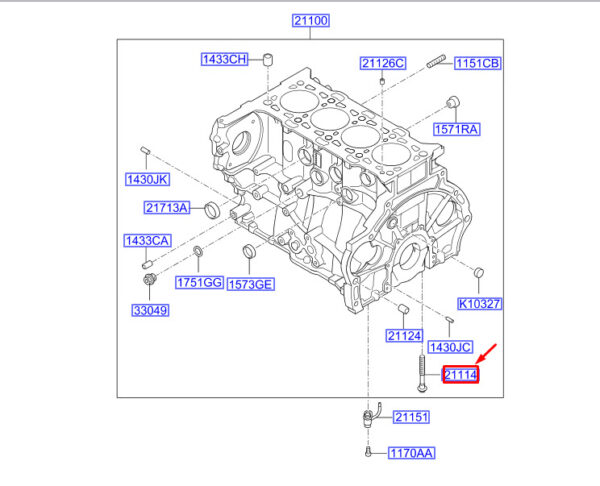 211142F000 - Hyundai Santa Fe MK3 DM Cylinder Block Bearing Lid Screw 211142F000, Original
