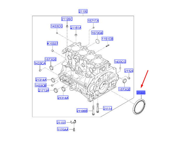 214432A200 - Hyundai i30 MK3 oil gasket rear 214432A200 NEW ORIGINAL