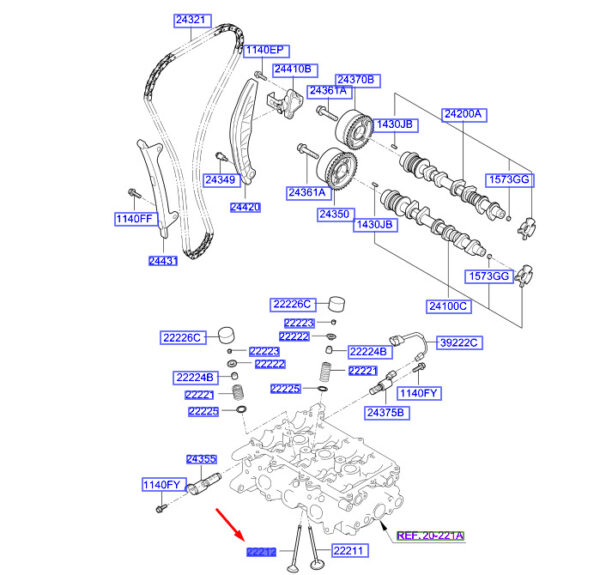 2221204030 - Hyundai Kona MK1 exhaust valve 2221204030, original part