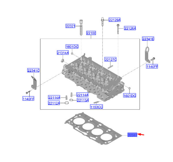 223112U020 - Hyundai Kona MK1 cylinder head gasket 223112U020, NEW, ORIGINAL