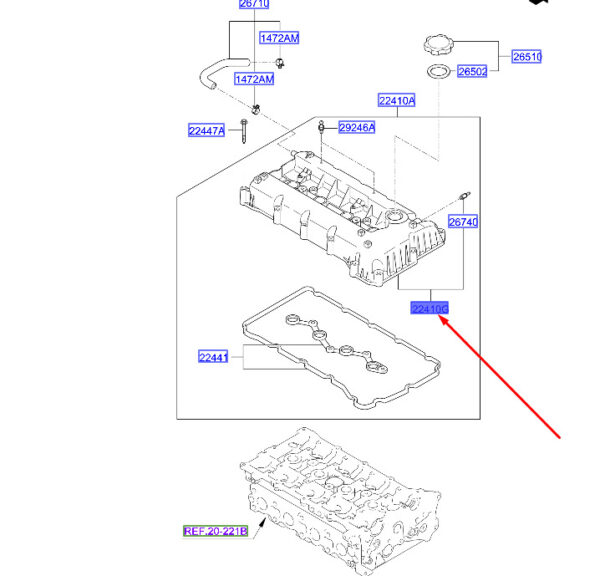 224102G700 - Hyundai Santa Fe MK3 DM Kipphebelabdeckung Sub Assy 224102G700 NEU ORIGINAL