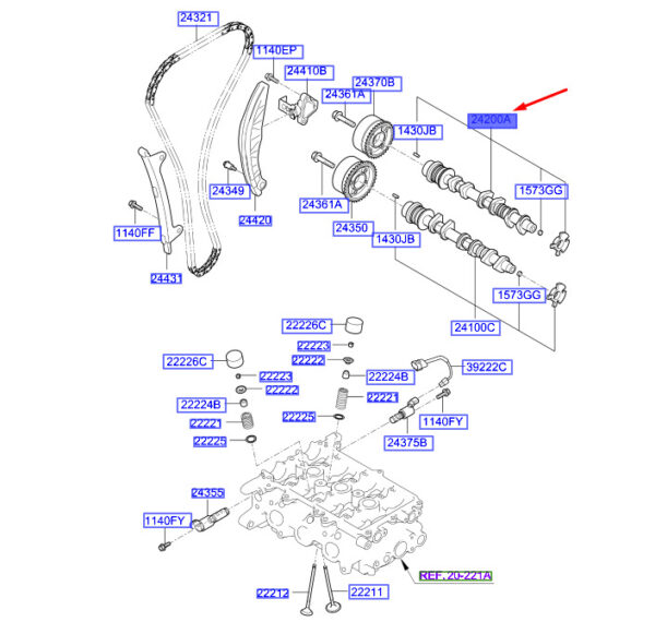 2420004170 - Hyundai Kona MK1 exhaust camshaft 2420004170, original part