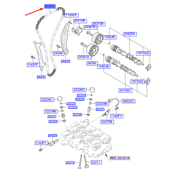 2432104070 - Hyundai Kona MK1 Control Chain 2432104070, Original
