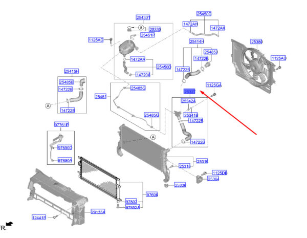25327CO000 - Hyundai i20 3 Kühler-Einfüllstutzen/Schlauchbaugruppe 25327CO000, Originalteil