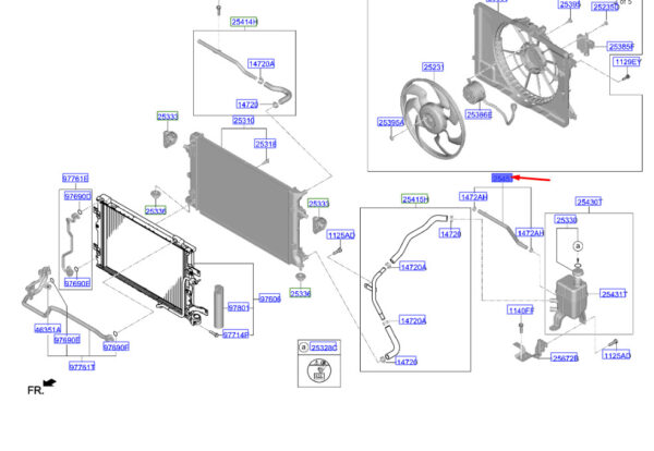 25451K4320 - Hyundai Kona Electric MK1 Cooler to Container Hose 25451K4320, Original Part