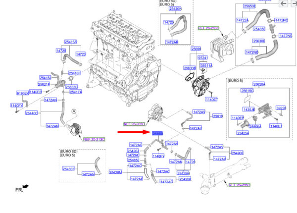 254522U000 - Hyundai Tucson NX MK4 Water Inlet Pipe 254522U000, Original Part