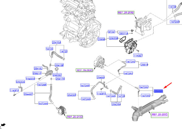 254902U000 - Hyundai Kona MK1 EGR Valve Output Hose 254902U000, NEW, ORIGINAL