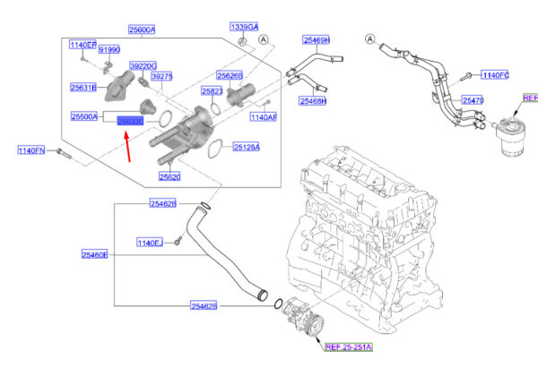 256422GGA0 - KIA SPORTAGE QL MK4 Thermostat Gasket 256422GGA0 NEW GENUINE