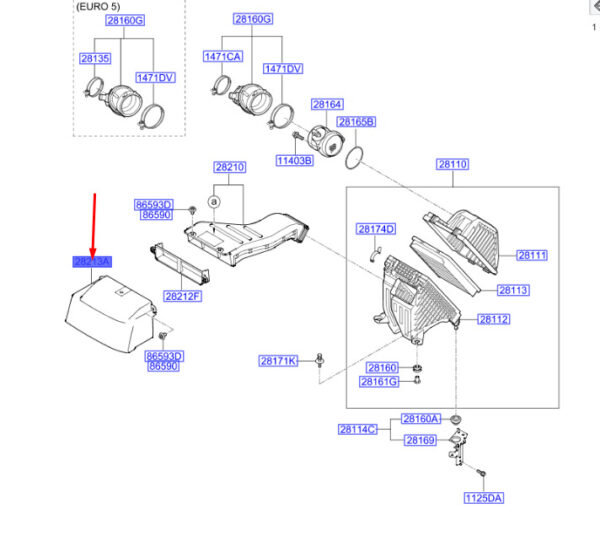 282132W300 - Hyundai Santa Fe MK3 DM air intake sign 282132W300, original