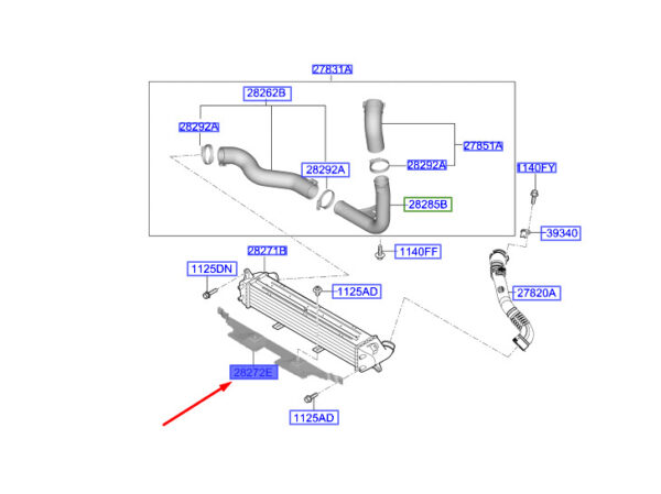 282722U010 - Hyundai Kona MK1 intercooler air routing 282722U010 NEW ORIGINAL