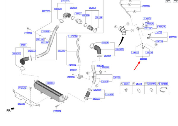282742B780 - Hyundai Kona MK1 circulation solenoid valve A hose 282742B780 NEW ORIGINAL