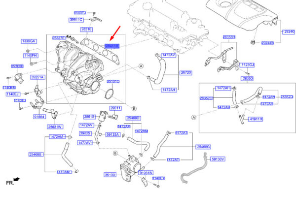284112B600 - Hyundai Kona MK1 intake manifold gasket 284112B600, NEW, ORIGINAL