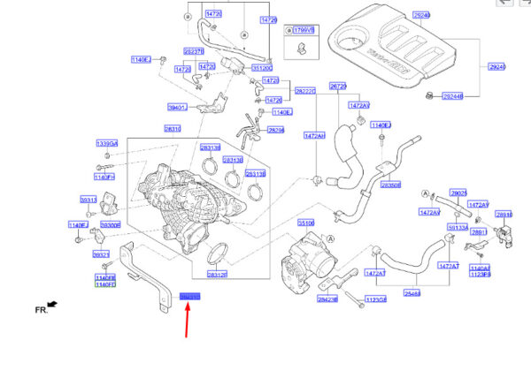 2842104550 - Hyundai Kona MK1 intake curvature brace 2842104550, original part