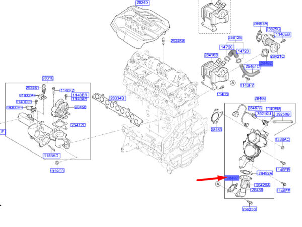 284922U000 - Hyundai Tucson NX4 MK4 EGR Pipe Gasket 284922U000, NEW, ORIGINAL