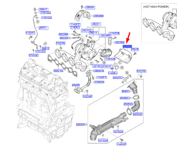 285252U001 - Hyundai Tucson NX4 MK4 Turbo Heat Protection 285252U001, Original