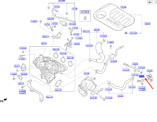 2901104150 - Flush Control Valve Mount for Hyundai Kona MK1 2901104150, NEW, ORIGINAL