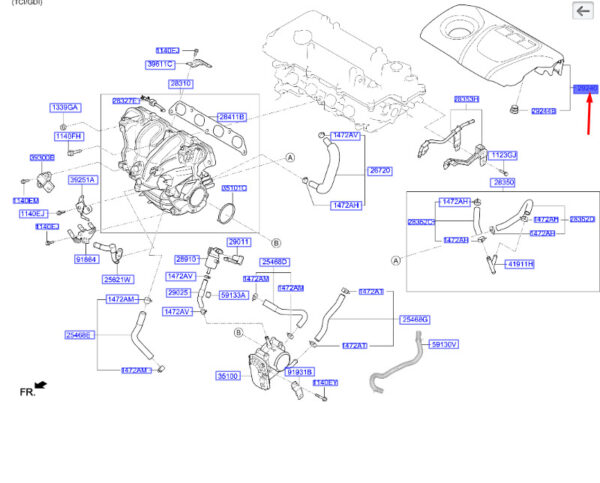 292402B120 - Hyundai Kona MK1 engine cover 292402B120, original part