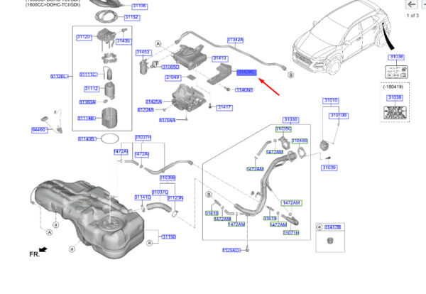31426J9000 - Hyundai Kona MK1 Steam Container Mount 31426J9000, Original Part