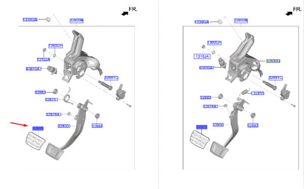 328252P000 - Hyundai Kona Electric MK1 brake pedal pad 328252P000, original part