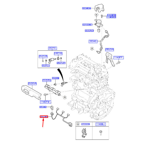 3534104250 - Hyundai Kona MK1 Injector Harness 3534104250, New Original