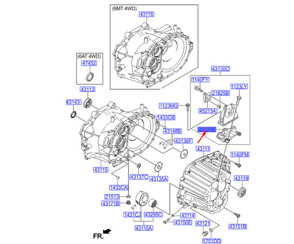 4312124550 - Hyundai Santa Fe MK3 DM Transmission Mount Adapter 4312124550 NEW GENUINE