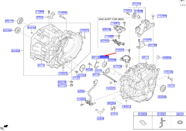 431362C000 - Hyundai Tucson NX4 Transmission Oil Inlet Guide 431362C000, New Original