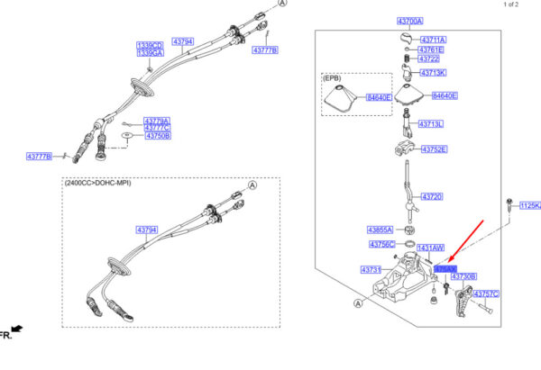 43743A2100 - Hyundai Santa Fe MK3 DM shift lever selection spring 43743A2100 NEW ORIGINAL