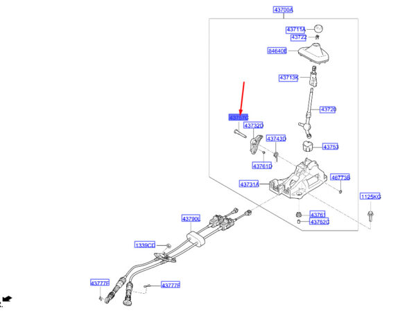 4375738200 - Hyundai i20 MK3 shift lever shaft 4375738200, original part