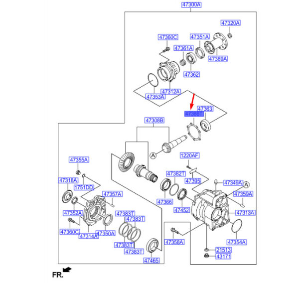 473863B186 - Hyundai Santa Fe MK3 DM Transfer Spacer 473863B186, Original Part