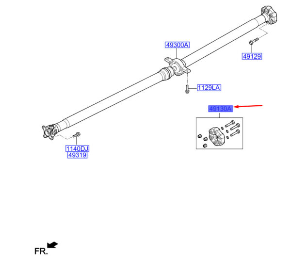 491302B000 - Hyundai Santa Fe MK3 DM Drive Shaft Rubber Clutch 491302B000, Original