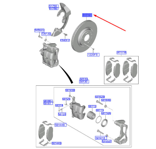 51712N7100 - Hyundai Tucson NX4 MK4 Front Brake Disc 51712N7100 NEW ORIGINAL
