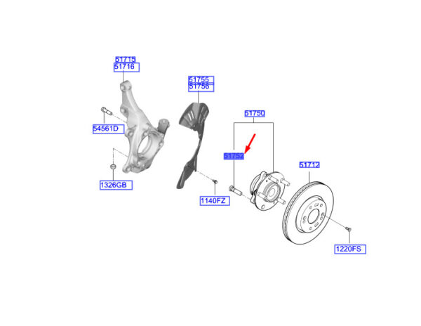5175207000 - Hyundai Kona MK1 front hub screw 5175207000, original