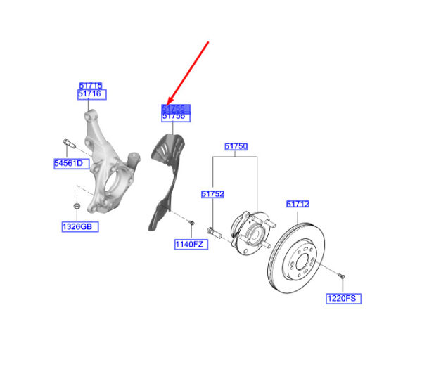 51755J9100 - Hyundai Kona MK1 brake disc protector front left 51755J9100 NEW ORIGINAL