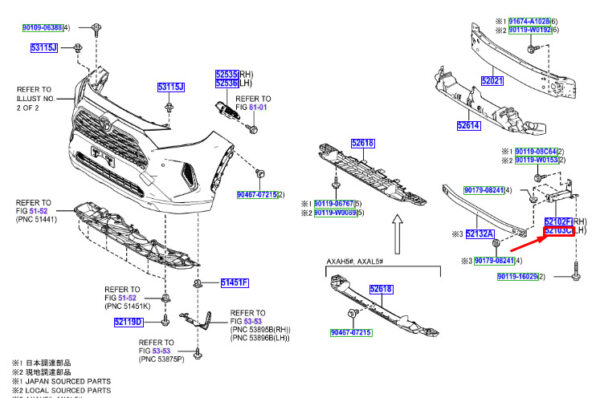 5210342110 - Toyota RAV4 V XA50 Stoßstangenverlängerung vorne links Baugruppe 5210342110teil