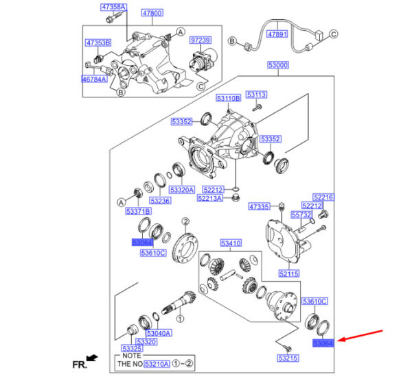 530643B291 - Hyundai Santa Fe DM spacer for differential bearings rear 530643B291