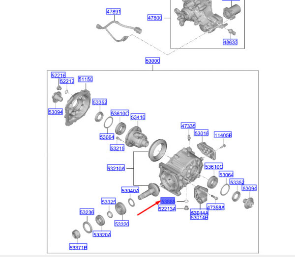 530724G100 - Hyundai Kona MK2, Rear Differential Gasket, 530724G100, Original Part