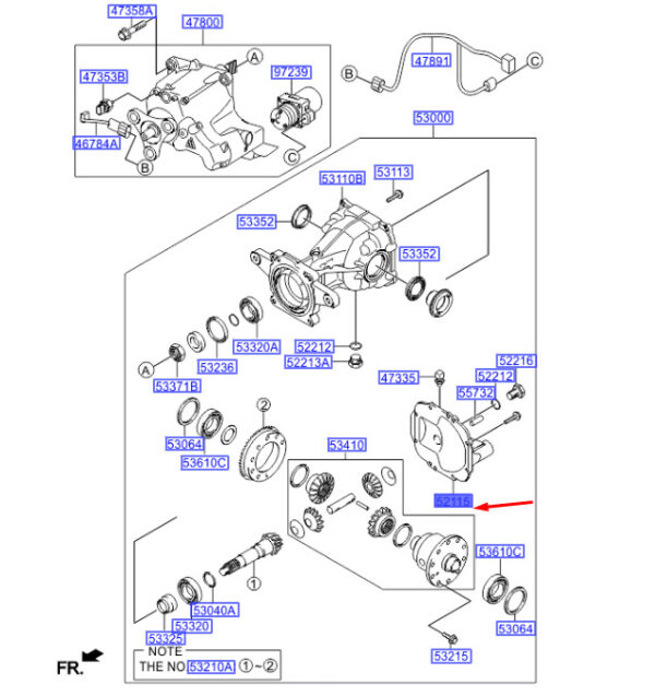 530753B500 - Hyundai Santa Fe MK3 DM Rear Axle Differential Support Lid 530753B500 NEW