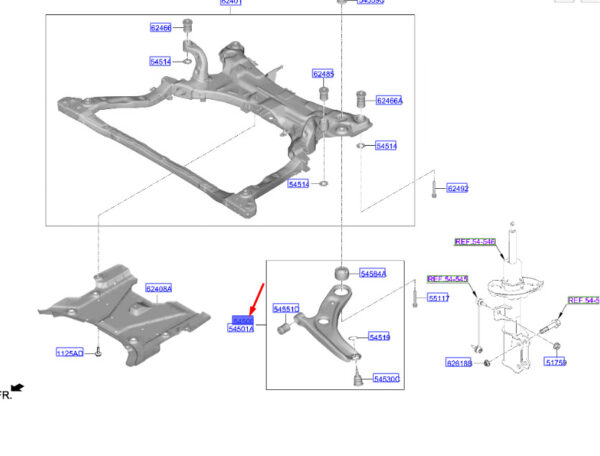 54500BE000 - Hyundai Kona MK2 Front Left Bottom Left 54500BE000 NEW ORIGINAL