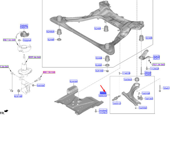 54500N9000 - Hyundai Tucson NX4 MK4 Front Left Bottom Left Side Handlebar 54500N9000 NEW ORIGINAL