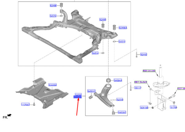 54501BE000 - Hyundai Kona MK2 Front Right Bottom Right 54501BE000 NEW ORIGINAL