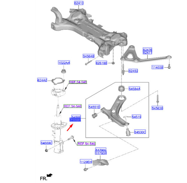 54501CO000 - HYUNDAI I20 MK3 FRONT RIGHT LOWER WISHBONE 54501CO000 NEW GENUINE