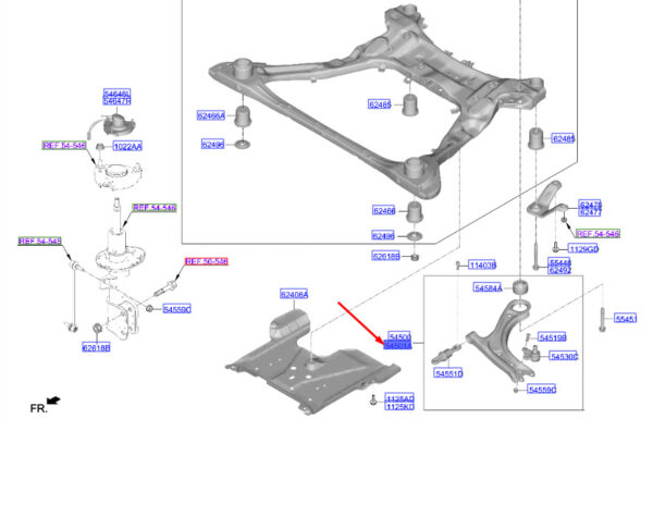 54501N9000 - Hyundai Tucson NX4 MK4 Front Right Bottom Left Side Handlebar 54501N9000 NEW ORIGINAL