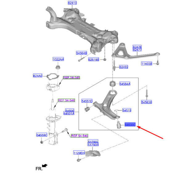 54530C8500 - Hyundai i20 MK3 Ball Joint Front Bottom 54530C8500 NEW ORIGINAL