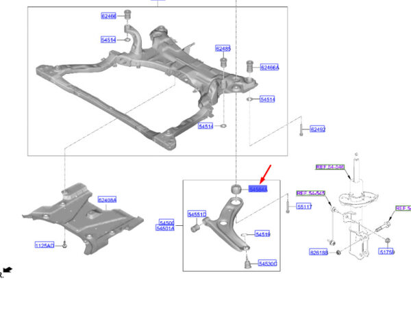 54584AAAA0 - Hyundai Kona MK2 Front Lower Handlebar Female 54584AAA0, Original